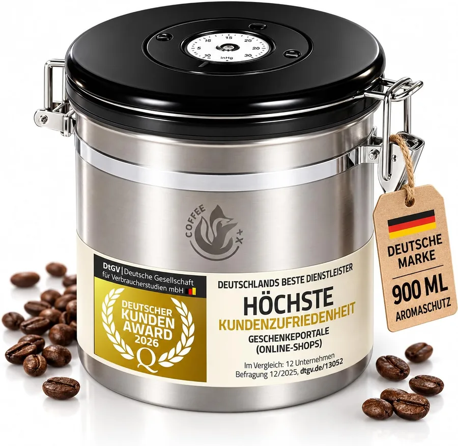 Coffee Fox, barattolo ermetico da 900 ml con valvola e data