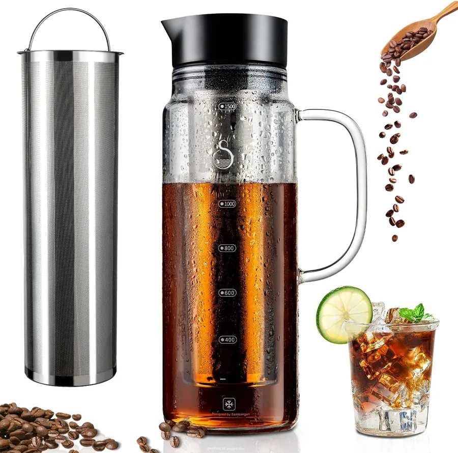 SAMBANGAN, caraffa in vetro da 1,5 l con filtro in acciaio