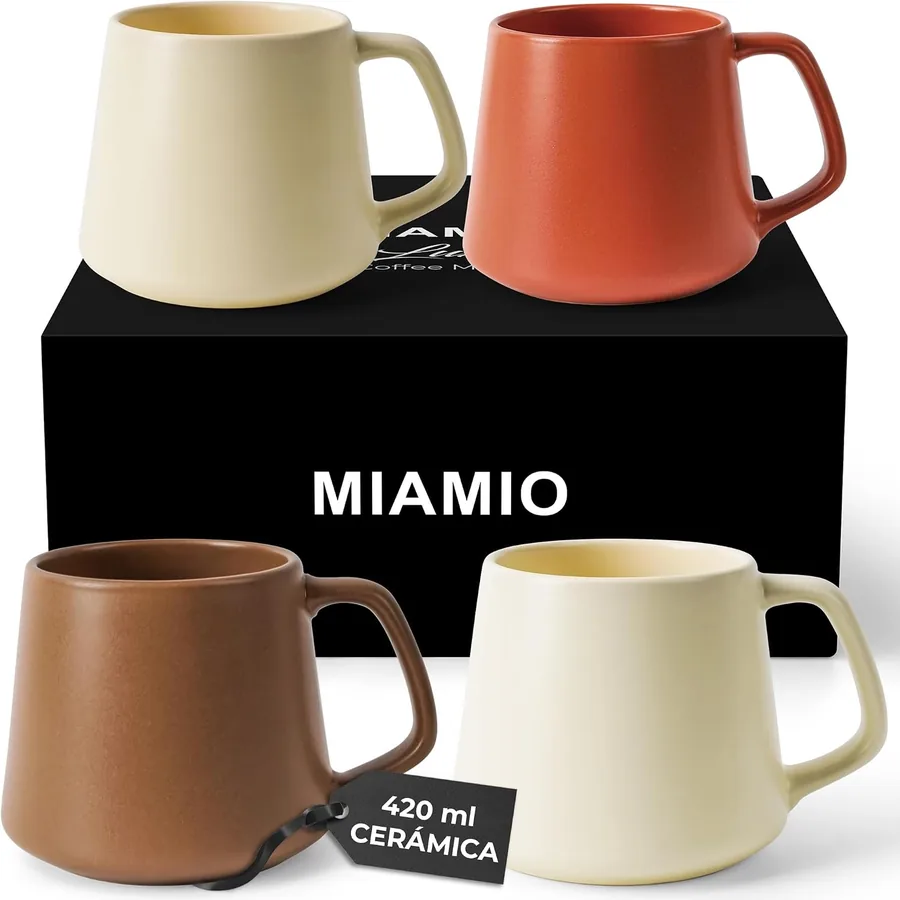 MIAMIO Luxe, 4 tazze in gres color terra da 420 ml
