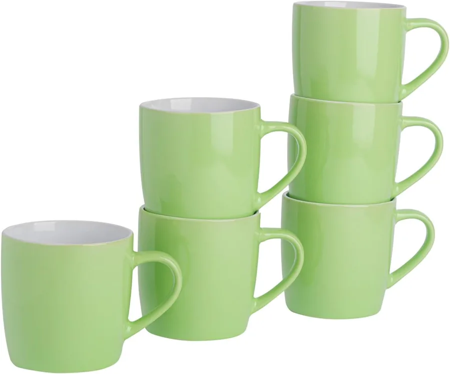 Argon Tableware, 6 tazze in gres verde da 350 ml