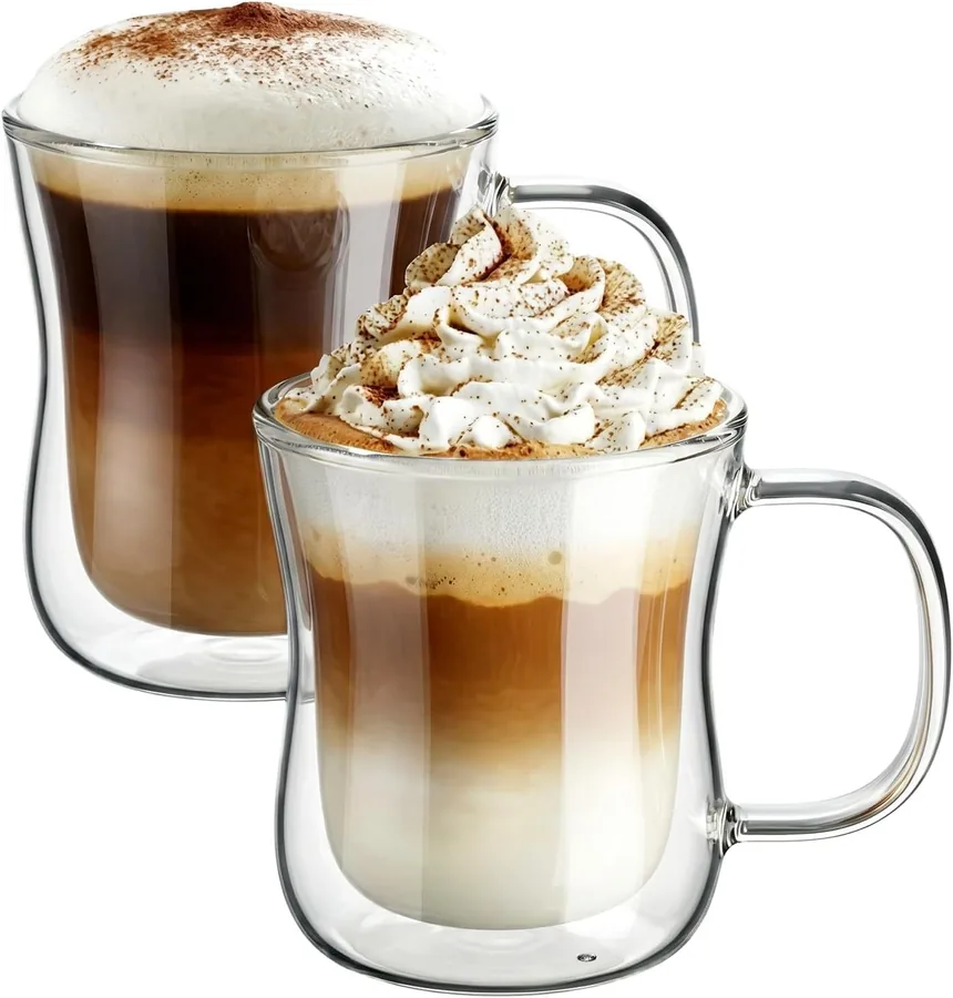 ecooe, 2 tazze in vetro a doppia parete da 350 ml