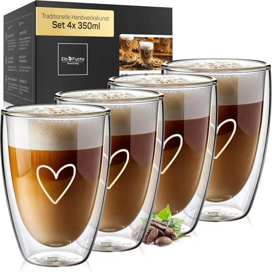 ElbFuchs, 4 bicchieri a doppia parete da 350 ml